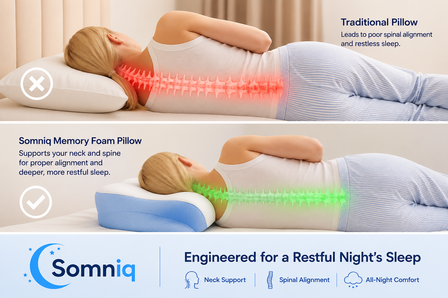Somniq Memory Foam Support Pillow